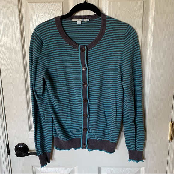 Boden Gray & Teal Striped Button Cardigan - Picture 8 of 9